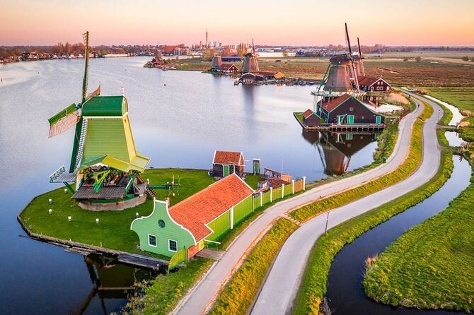 Traditional windmills and colourful Dutch houses at Zaanse Schans